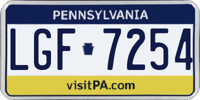PA license plate LGF7254