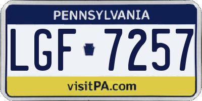PA license plate LGF7257