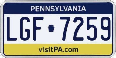 PA license plate LGF7259