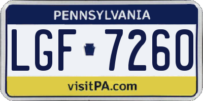 PA license plate LGF7260