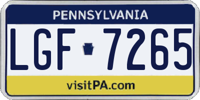 PA license plate LGF7265