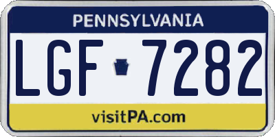 PA license plate LGF7282
