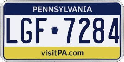PA license plate LGF7284