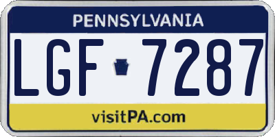 PA license plate LGF7287