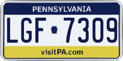 PA license plate LGF7309