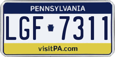 PA license plate LGF7311