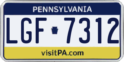 PA license plate LGF7312