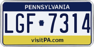 PA license plate LGF7314