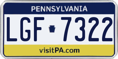 PA license plate LGF7322