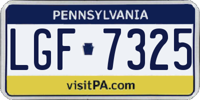 PA license plate LGF7325