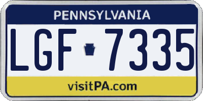 PA license plate LGF7335