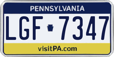 PA license plate LGF7347