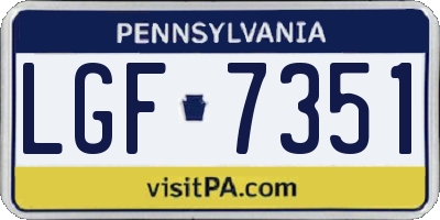 PA license plate LGF7351