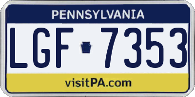 PA license plate LGF7353