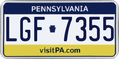 PA license plate LGF7355