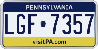 PA license plate LGF7357
