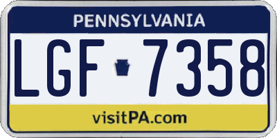 PA license plate LGF7358