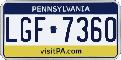 PA license plate LGF7360