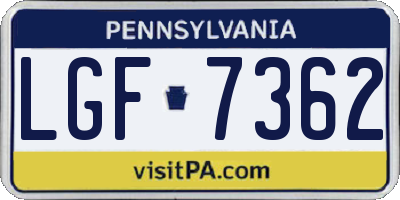 PA license plate LGF7362