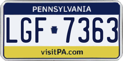 PA license plate LGF7363