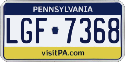 PA license plate LGF7368