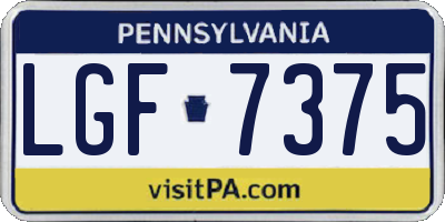 PA license plate LGF7375