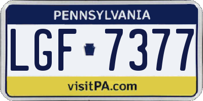 PA license plate LGF7377