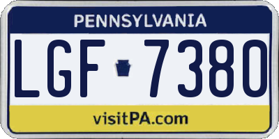 PA license plate LGF7380