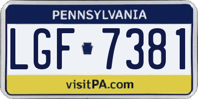 PA license plate LGF7381