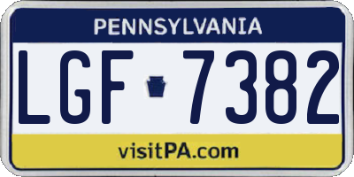 PA license plate LGF7382