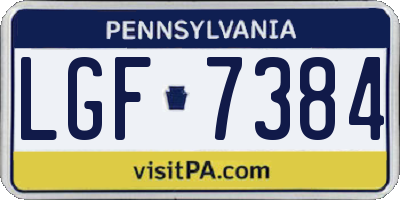 PA license plate LGF7384