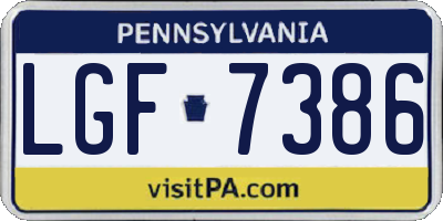 PA license plate LGF7386