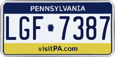 PA license plate LGF7387