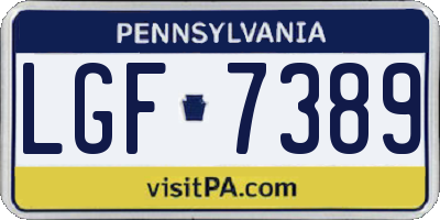 PA license plate LGF7389