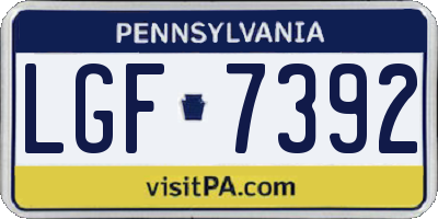 PA license plate LGF7392