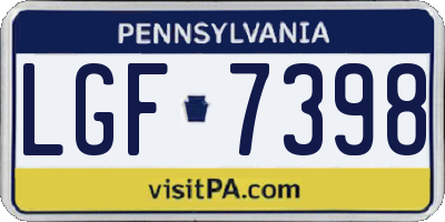 PA license plate LGF7398