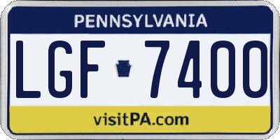 PA license plate LGF7400