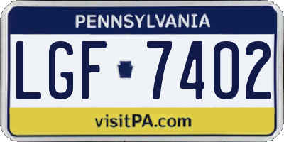 PA license plate LGF7402
