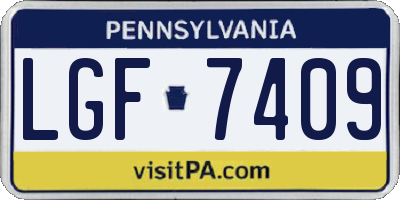 PA license plate LGF7409