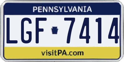 PA license plate LGF7414