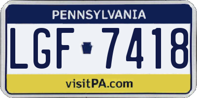 PA license plate LGF7418