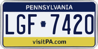 PA license plate LGF7420