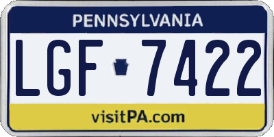 PA license plate LGF7422