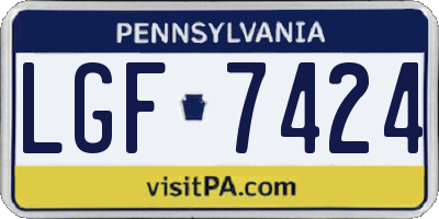 PA license plate LGF7424