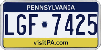 PA license plate LGF7425