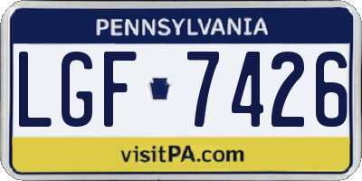 PA license plate LGF7426