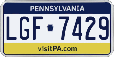PA license plate LGF7429