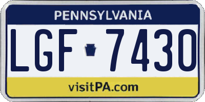 PA license plate LGF7430