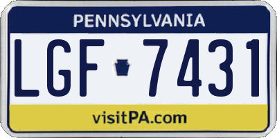 PA license plate LGF7431