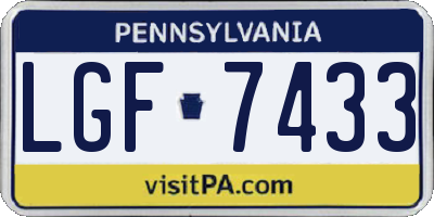 PA license plate LGF7433